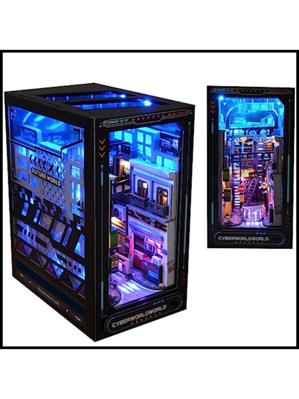 DIY Wooden Dollhouse Book Nook Kit 3D Puzzle with LED Lighting Bookshelf Insert